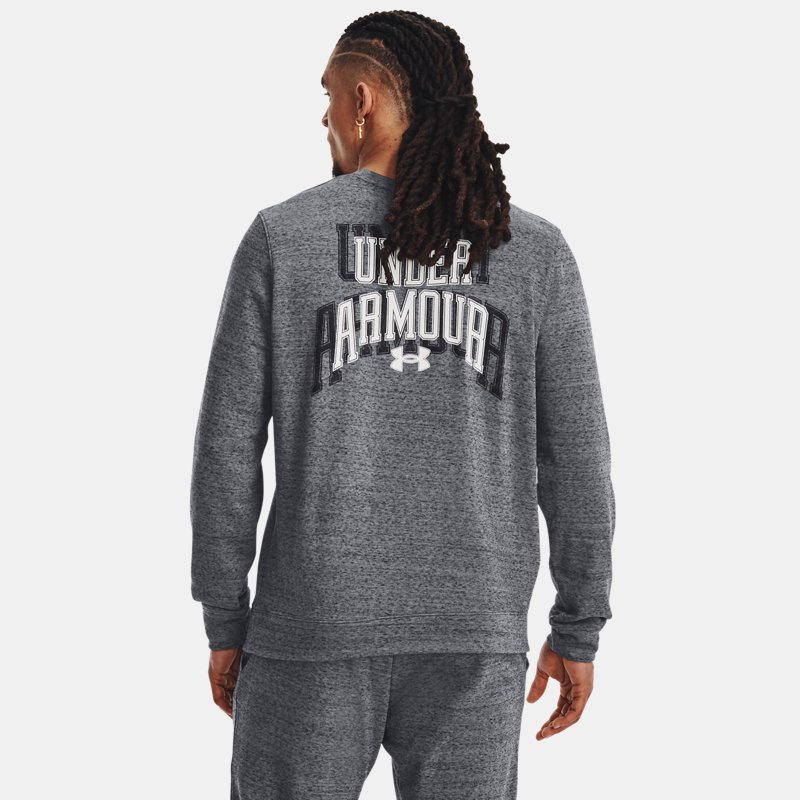 Men's Under Armour Rival Terry Graphic Crew Pitch Gray Full Heather / White XXL